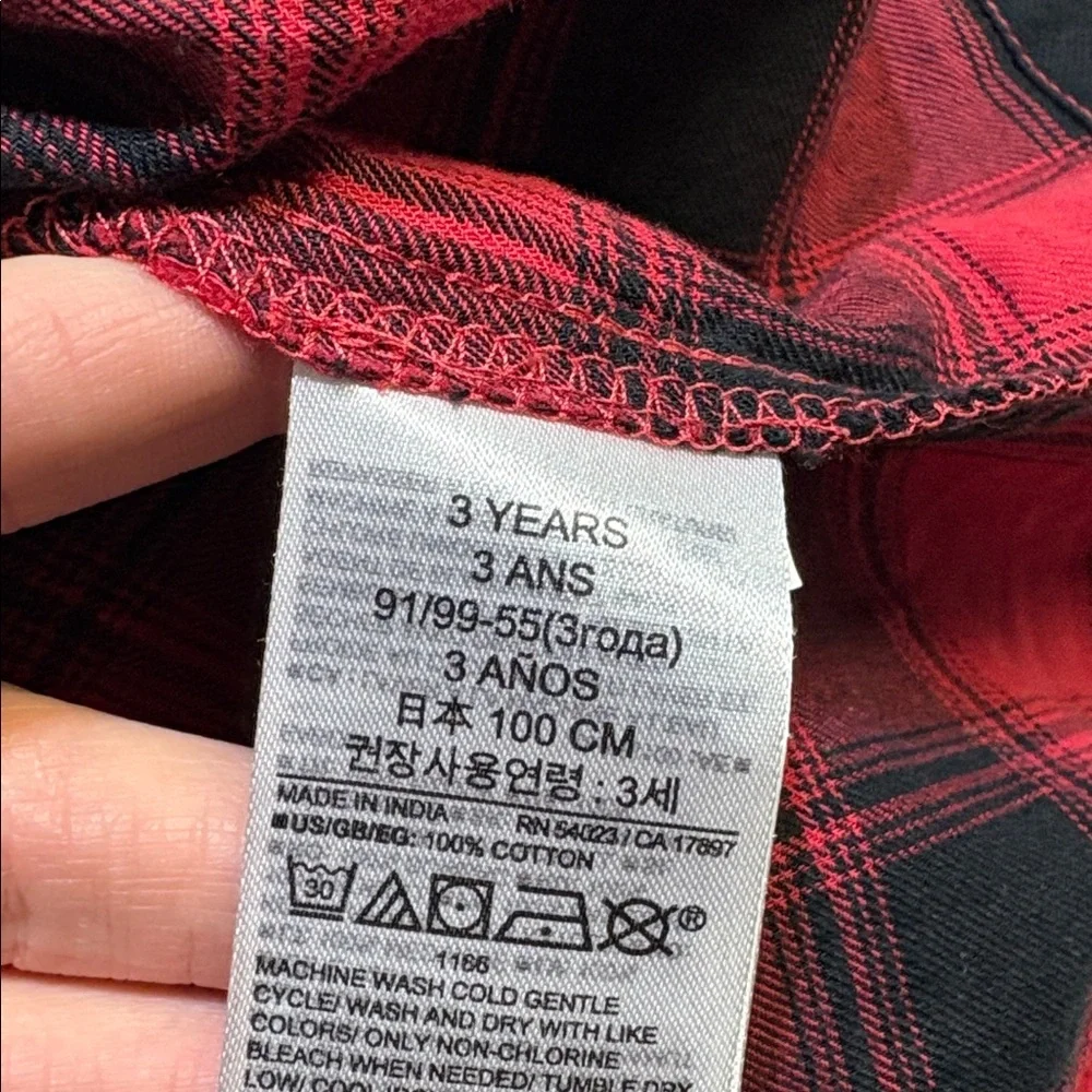 Baby GAP Red and Black Plaid Long-Sleeve Girl's Dress sz 3 years